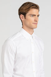 Camicia con collo button down in puro cotone pin point bianco - Bianco | Giemme BrandsCorporate