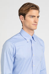 Camicia con collo button down in puro cotone pin point azzurro - Azzurro | Giemme BrandsCorporate