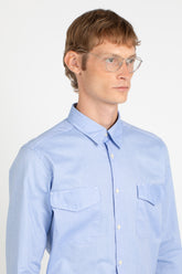 Light blue pure pin point cotton shirt with italian collar - Light blue | Giemme BrandsCorporate