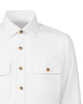 Overshirt regular fit con collo italiano in puro lino bianco - Bianco | Giemme BrandsCorporate