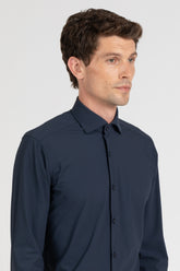 Blue high performance Skinlike fabric shirt with french collar - Blue | Giemme BrandsCorporate