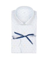 Camicia regular fit con collo francese in puro cotone con micro fantasia sui toni dell'azzurro - Collezione UOMO | Giemme BrandsCorporate