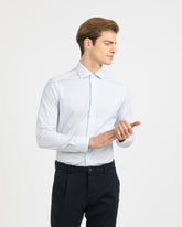 Camicia regular fit con collo francese in puro cotone con micro fantasia sui toni dell'azzurro - Collezione UOMO | Giemme BrandsCorporate