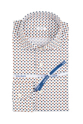Camicia con collo francese in puro cotone con esclusiva fantasia geometrica sui toni del blu e del beige - Collezione UOMO | Giemme BrandsCorporate