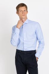 Camicia con collo francese in puro cotone pin point extra fine sui toni dell'azzurro - Collezione UOMO | Giemme BrandsCorporate