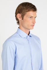 Light blue pure pin point cotton shirt with french collar - Light blue | Giemme BrandsCorporate