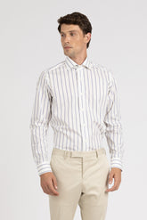 White and blue stripes pure cotton shirt with french collar - Man collection | Giemme BrandsCorporate