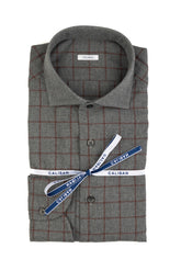 Camicia con collo francese in Vaiella di puro cotone a quadri grigio e marrone - Collezione UOMO | Giemme BrandsCorporate