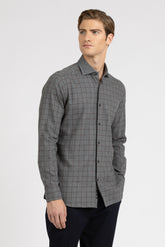 Camicia con collo francese in Vaiella di puro cotone a quadri grigio e marrone - Collezione UOMO | Giemme BrandsCorporate