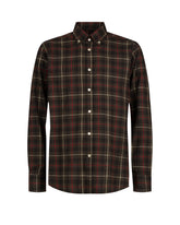 Regular fit shirt with button-down collar in pure cotton with brown checks - Caliban | Giemme BrandsCorporate