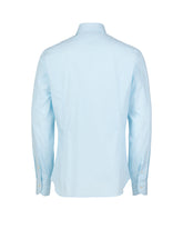 Camicia regular fit con collo francese in puro cotone bianco a righe azzurre - Azzurro | Giemme BrandsCorporate