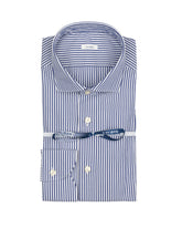 Camicia regular fit con collo francese in puro cotone bianco a righe blu - Collezione UOMO | Giemme BrandsCorporate