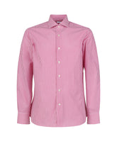 Camicia regular fit con collo francese in puro cotone bianco a righe fucsia - Collezione UOMO | Giemme BrandsCorporate