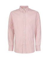 Camicia regular fit con collo button down in puro cotone bianco a righe rosa - Collezione UOMO | Giemme BrandsCorporate
