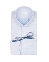 Camicia regular fit con collo francese in puro cotone armaturato sui toni dell'azzurro - Collezione UOMO | Giemme BrandsCorporate