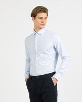 Camicia regular fit con collo francese in puro cotone armaturato sui toni dell'azzurro - Collezione UOMO | Giemme BrandsCorporate
