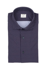 Camicia con collo francese in tessuto high performance Skinlike in esclusia fantasia sui toni del blu - Skinlike | Giemme BrandsCorporate