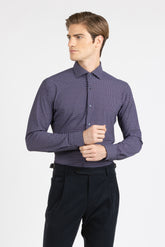 Camicia con collo francese in tessuto high performance Skinlike in esclusia fantasia sui toni del blu - Skinlike | Giemme BrandsCorporate