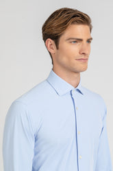 Light blue high performance Skinlike fabric twill shirt with french collar - Light blue | Giemme BrandsCorporate