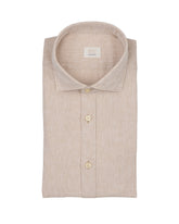 Regular fit shirt with french collar in beige cotton and linen - Man collection | Giemme BrandsCorporate