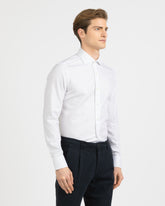 Slim fit shirt with French collar in pure white cotton with blue micro-pattern - Man collection | Giemme BrandsCorporate