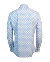 Regular fit french collar shirt in light blue Skinlike high-performance fabric with white floral pattern - Light blue | Giemme BrandsCorporate