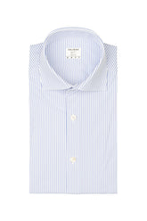 Camicia regular fit con collo francese in tessuto high performance Skinlike bianco a righe blu - Caliban uomo - New in | Giemme BrandsCorporate