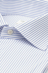 Camicia regular fit con collo francese in tessuto high performance Skinlike bianco a righe blu - Blu | Giemme BrandsCorporate