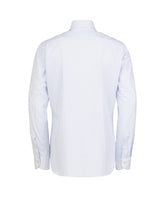 Camicia regular fit con collo francese in tessuto high performance Skinlike bianco a righe azzurre - Azzurro | Giemme BrandsCorporate