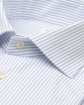 Camicia regular fit con collo francese in tessuto high performance Skinlike bianco a righe azzurre - Azzurro | Giemme BrandsCorporate
