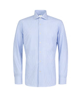 Camicia regular fit con collo francese in tessuto high performance Skinlike azzurro a righe bianche - Caliban uomo - New in | Giemme BrandsCorporate
