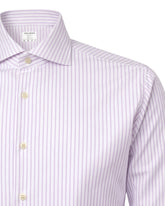 Regular fit shirt with french collar in high-performance Skinlike fabric white with pink stripes - Lilac | Giemme BrandsCorporate