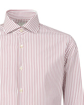 Camicia regular fit con collo francese in tessuto high performance Skinlike bianco a righe rosse - Rosso | Giemme BrandsCorporate