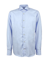 Regular fit french collar shirt in light blue pure cotton twill with polka dots - New in Caliban Man | Giemme BrandsCorporate