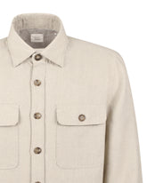 Overshirt regular fit mit italienischem Kragen aus reinem Leinen in Beige - Beige | Giemme BrandsCorporate