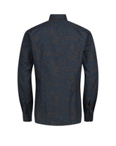 Camicia slim fit con collo francese in puro cotone blu con stampa floreale - Blu | Giemme BrandsCorporate