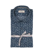 Camicia regular fit con collo francese in puro cotone con fantasia sui toni del blu - Tintoria Mattei | Giemme BrandsCorporate