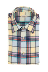 Multicolor check pure cotton flannel shirt with italian collar - Last Chance Guglielminotti | Giemme BrandsCorporate