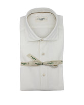 Slim fit french collar shirt in white stretch seersucker cotton - Tintoria Mattei | Giemme BrandsCorporate