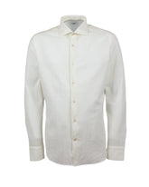 Slim fit french collar shirt in white stretch seersucker cotton - Tintoria Mattei | Giemme BrandsCorporate