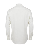 Slim fit french collar shirt in white stretch seersucker cotton - White | Giemme BrandsCorporate
