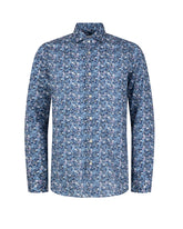 Camicia slim fit con collo francese in mussola di puro cotone con esclusiva stampa liberty sui toni del blu - Caliban uomo - Last chance | Giemme BrandsCorporate