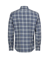 Camicia regular fit con collo francese in puro cotone a quadri azzurri - Azzurro | Giemme BrandsCorporate