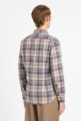 Blue check pure cotton flannel shirt with french collar - Blue | Giemme BrandsCorporate