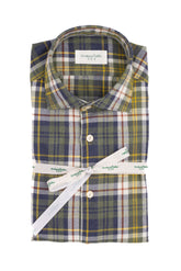 Green check pure cotton flannel shirt with french collar - Men's Casual Shirts | Giemme BrandsCorporate