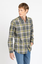 Green check pure cotton flannel shirt with french collar - Men's Casual Shirts | Giemme BrandsCorporate