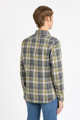 Green check pure cotton flannel shirt with french collar - Green | Giemme BrandsCorporate