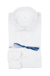 Camicia con collo francese in popeline di cotone stretch in fantasia sui toni del bianco - Collezione UOMO | Giemme BrandsCorporate
