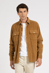 Over-Jacke aus reinem Baumwollsamt gefärbt beige Kopf - Herren Overshirt | Giemme BrandsCorporate