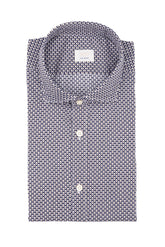 Camicia con collo francese in puro cotone con fantasia sui toni del blu e del beige - Collezione UOMO | Giemme BrandsCorporate